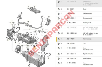 05E129709F - EMME MANİFOLDU RESİMDE 17 NO TIPA OLAN ARAÇLAR İÇİ - Orjinal